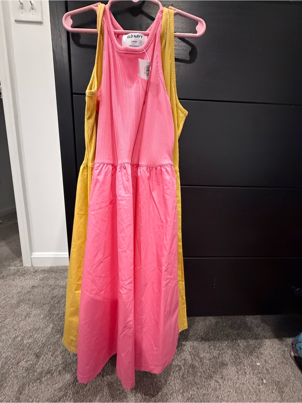 Old Navy Girls' Two Dress bundle Pink and Yellow Tank Dress